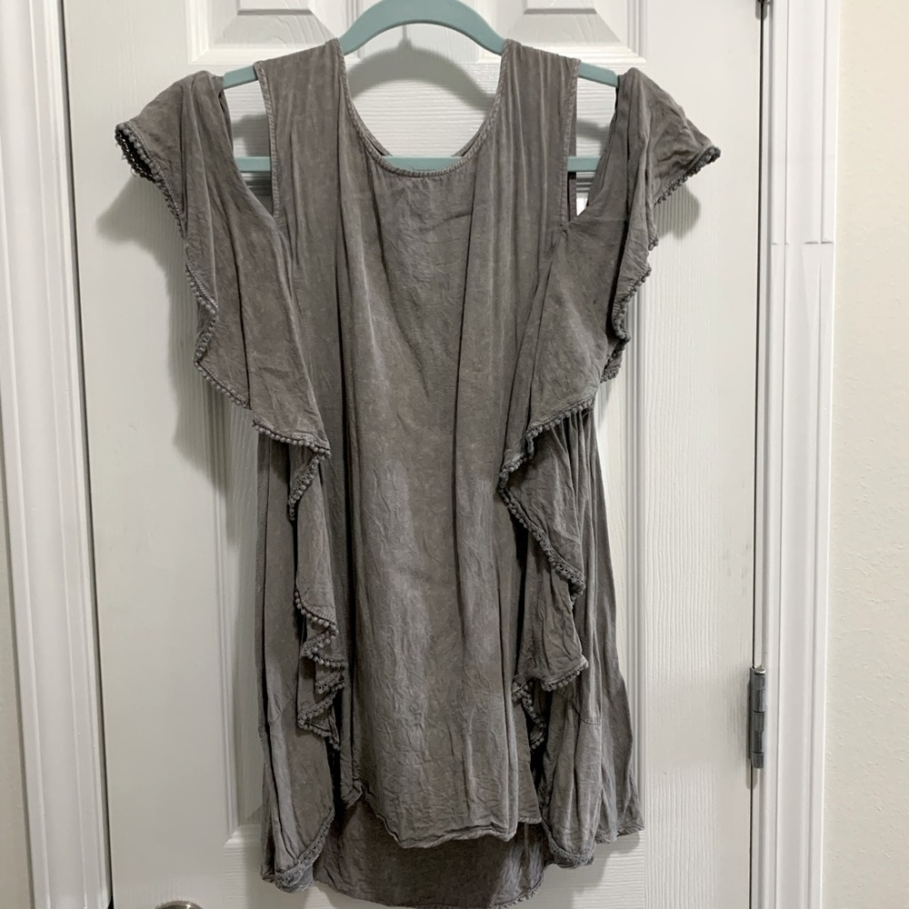 Brown Ruffle Top Sz L